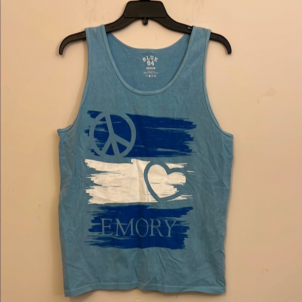 Blue 84 Emory University Peace LoveGraphic Tank Top Size Medium